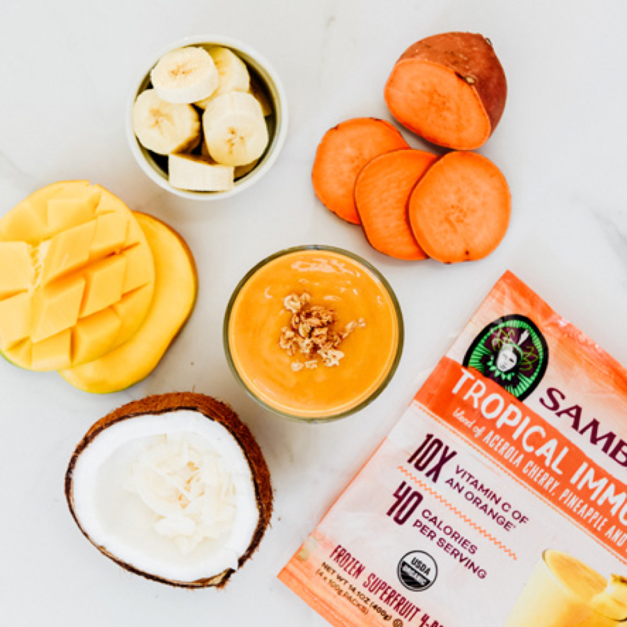 Mango Smoothie Recipe with Sweet Potato & Acai | Sambazon