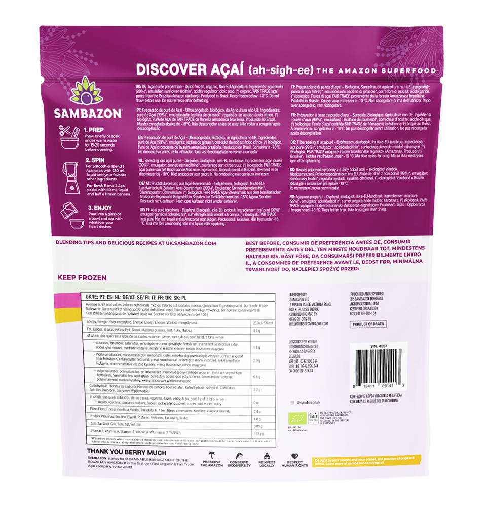 Pacotes de Açaí Congelado – Sem Açúcar